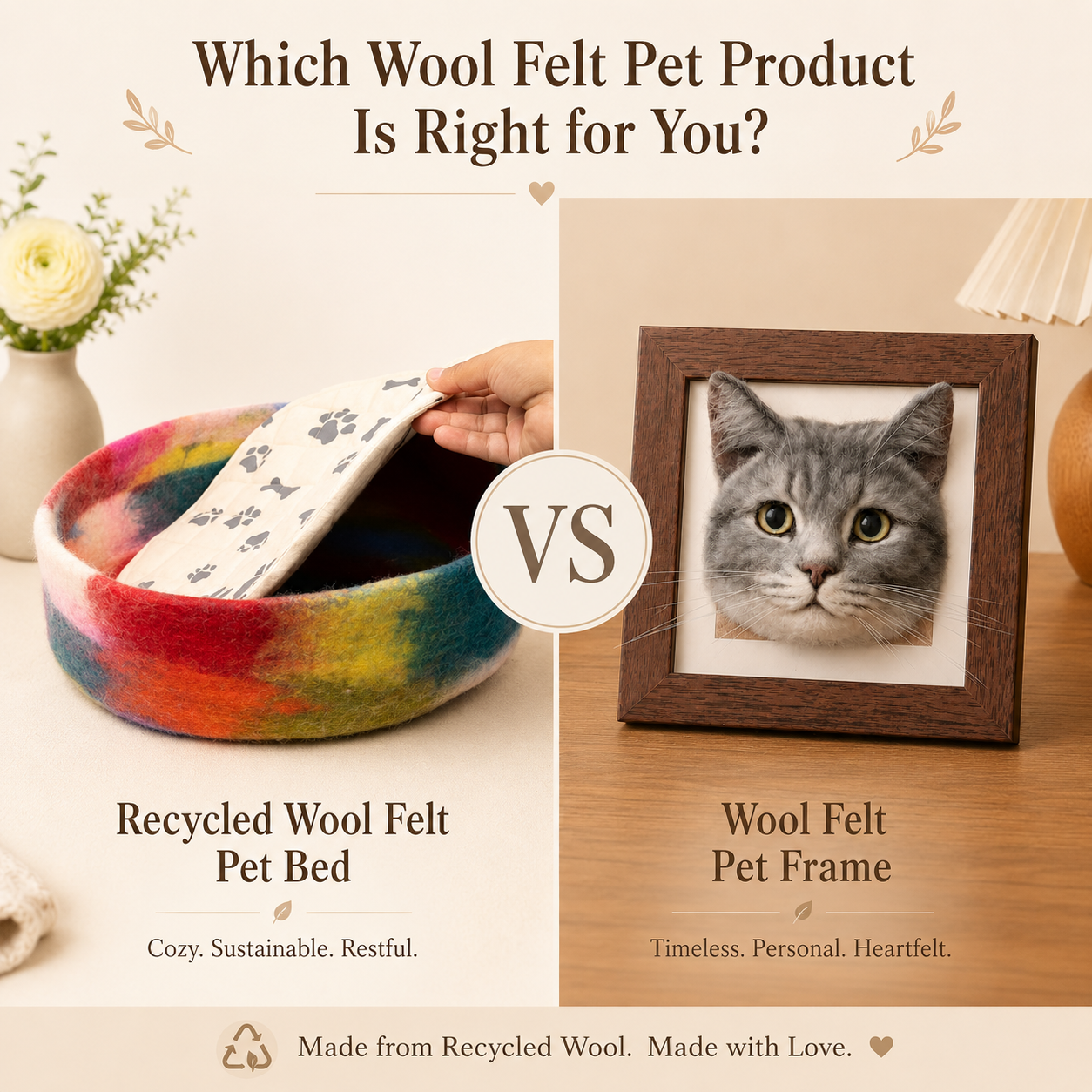 felt pet bed VS felt pet portrait, which is better?