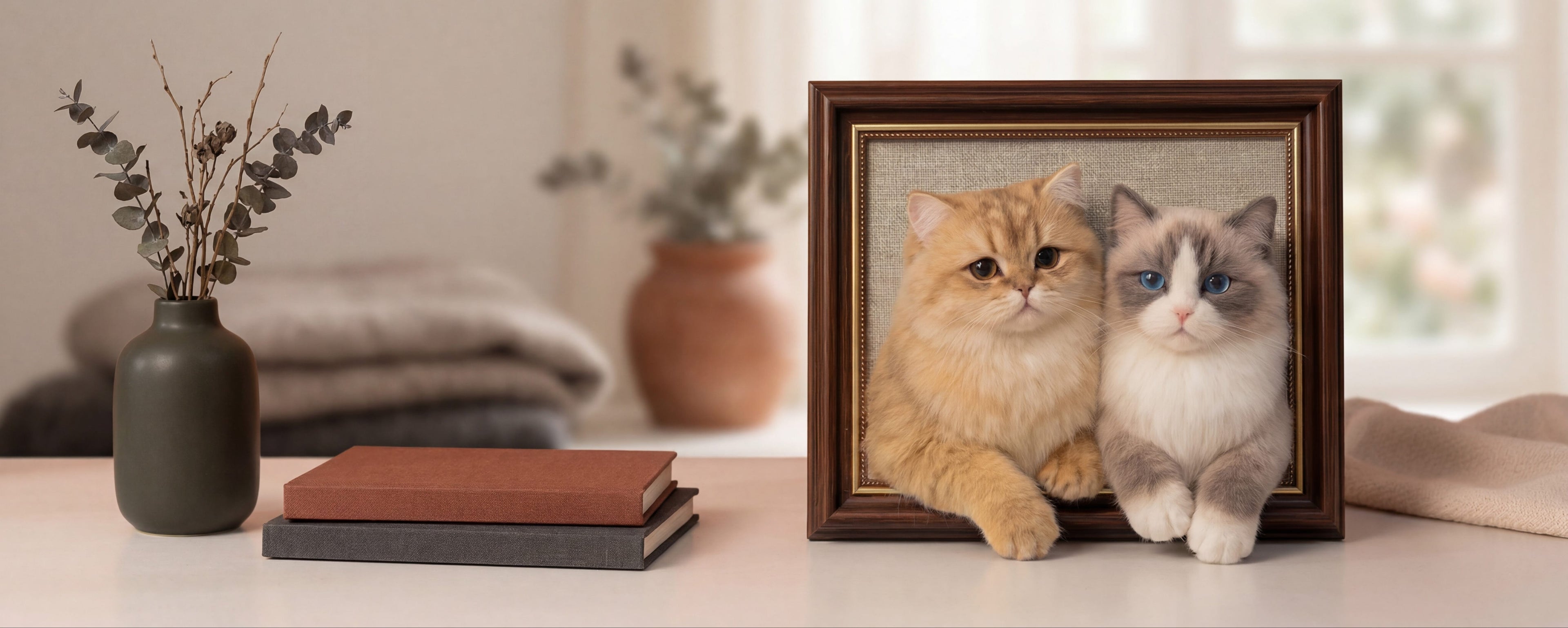 Felted Cat Portrait Needle felting pet replica - Framed Felted Pet Portrait