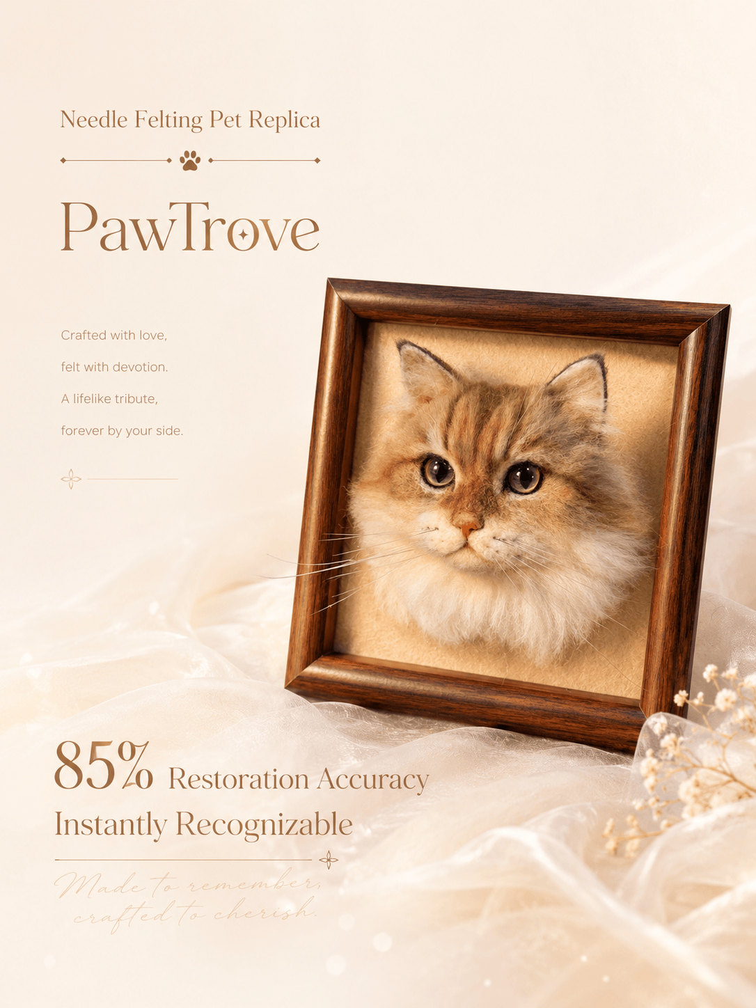 Handmade wool felt pet keepsake, custom pet memorial figurine by PawTrove-introduction