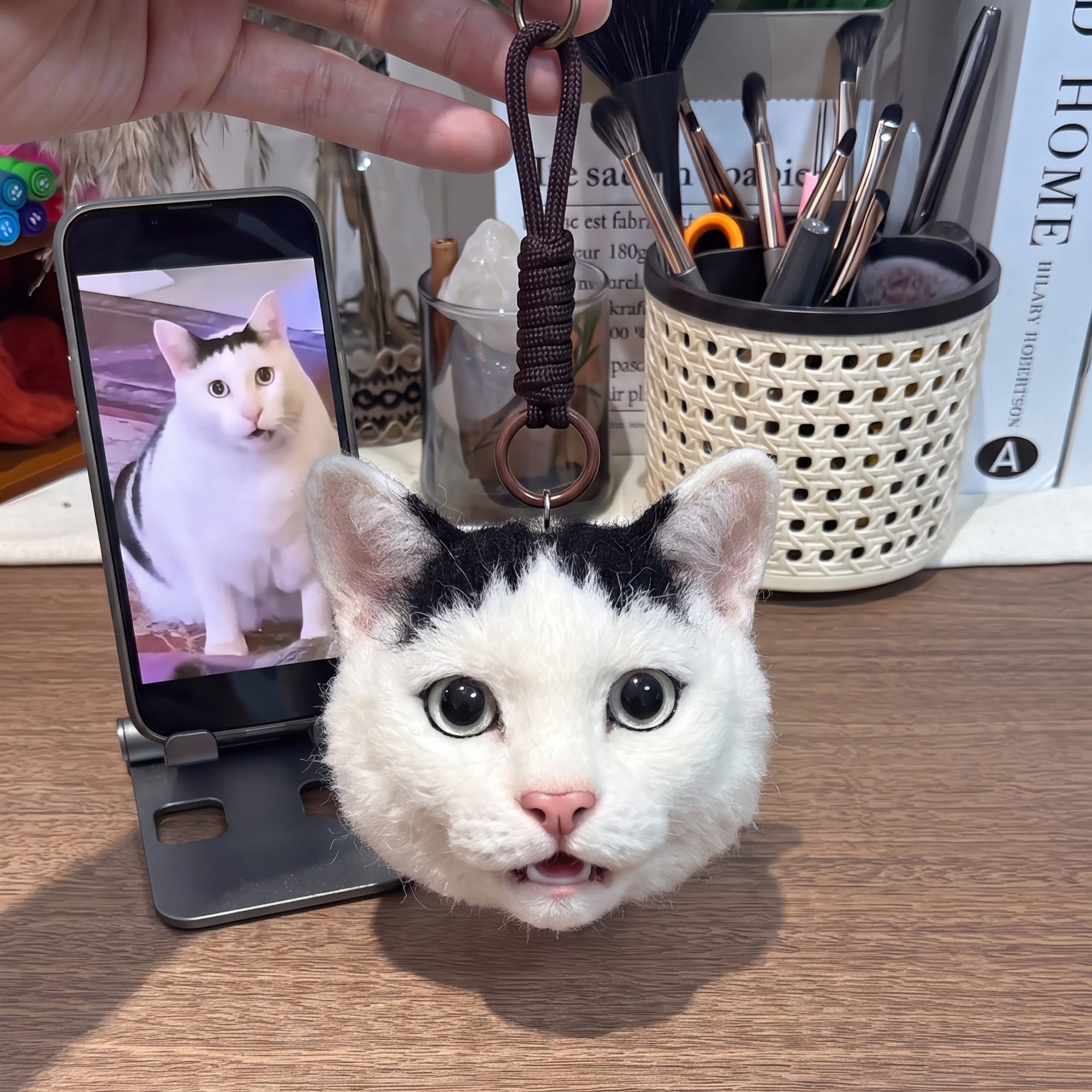 custom wool felt pet ornament and cat's photo