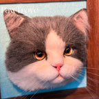 Felted Cat Portrait Needle felting pet replica - Framed Felted Pet Portrait