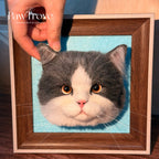 Felted Cat Portrait Needle felting pet replica - Framed Felted Pet Portrait