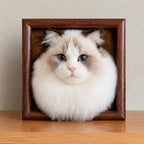 Felted Cat Portrait Needle felting pet replica - Framed Felted Pet Portrait