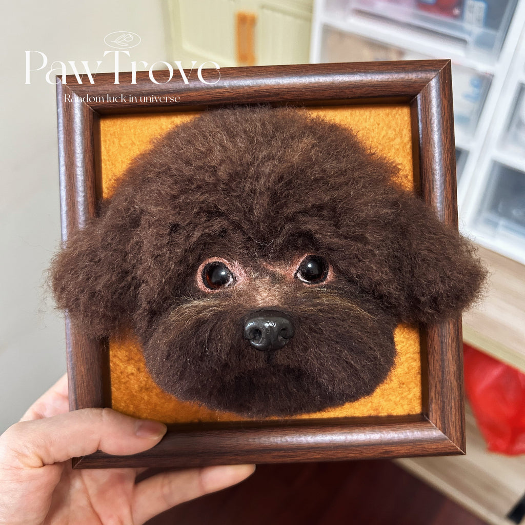 Felted Dog Portrait Needle felting pet replica - Framed Felted Pet Portrait