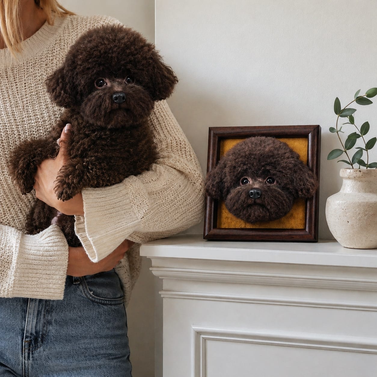 Felted Dog Portrait Needle felting pet replica - Framed Felted Pet Portrait