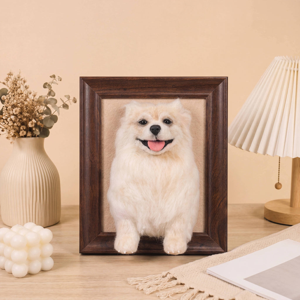 Felted Dog Portrait Needle felting pet replica - Framed Felted Pet Portrait