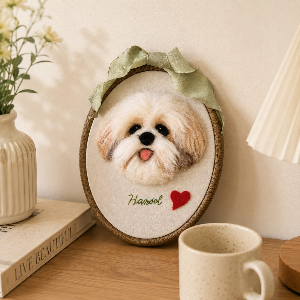 Flat Felted Pet Portrait Needle felting pet replica - Flat Personalized Pet Portraits