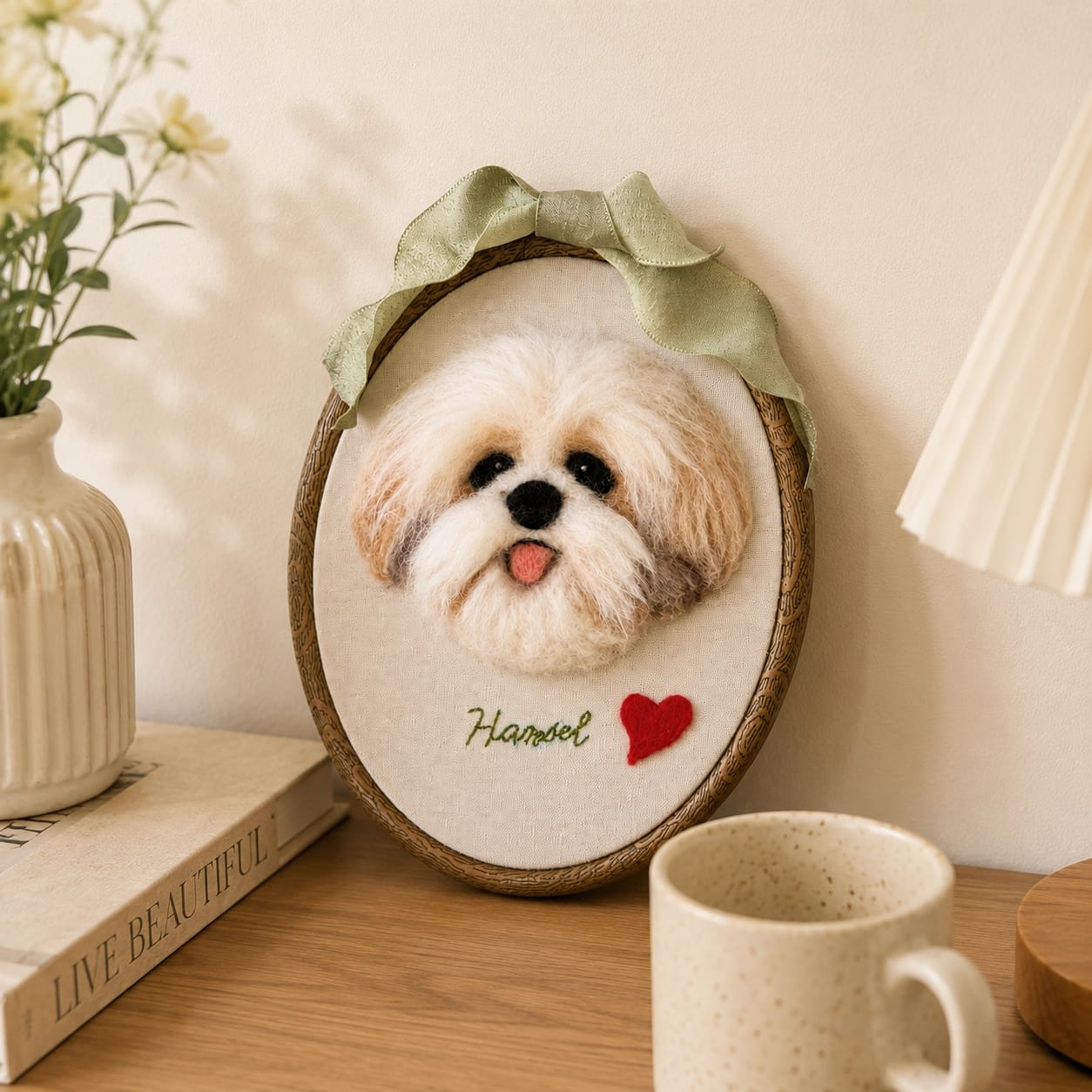 Flat Felted Pet Portrait Needle felting pet replica - Flat Personalized Pet Portraits