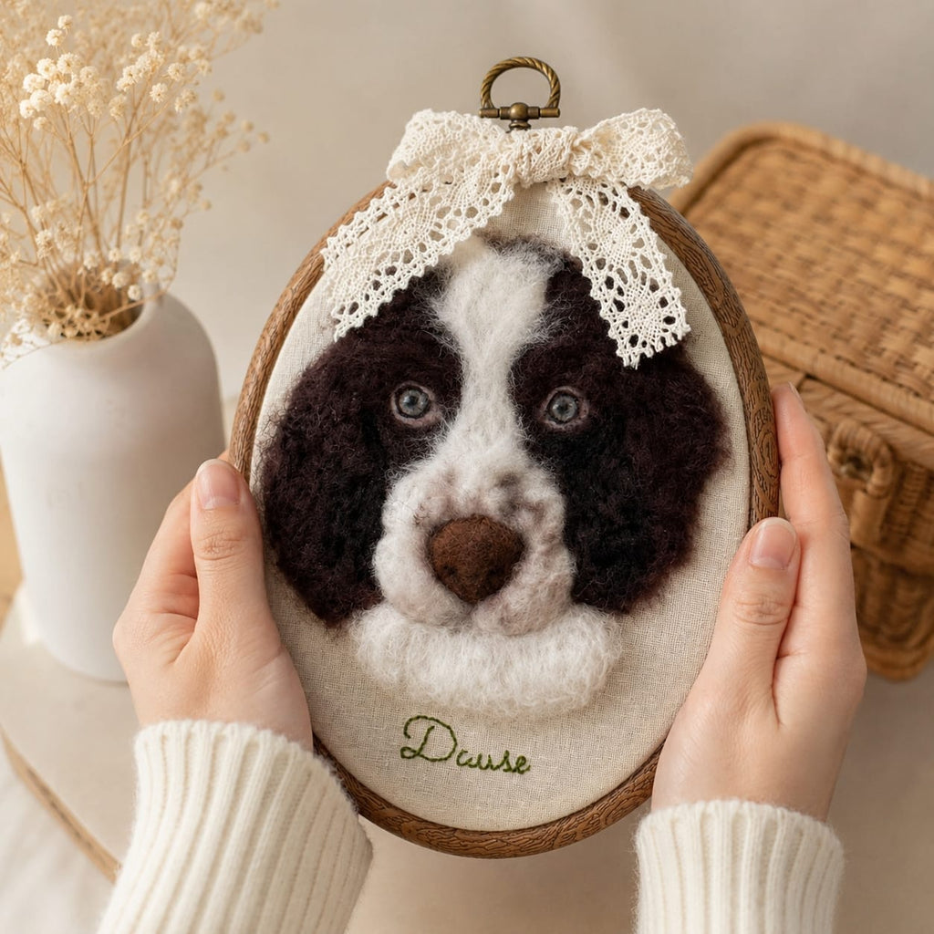 Flat Felted Pet Portrait Needle felting pet replica - Flat Personalized Pet Portraits