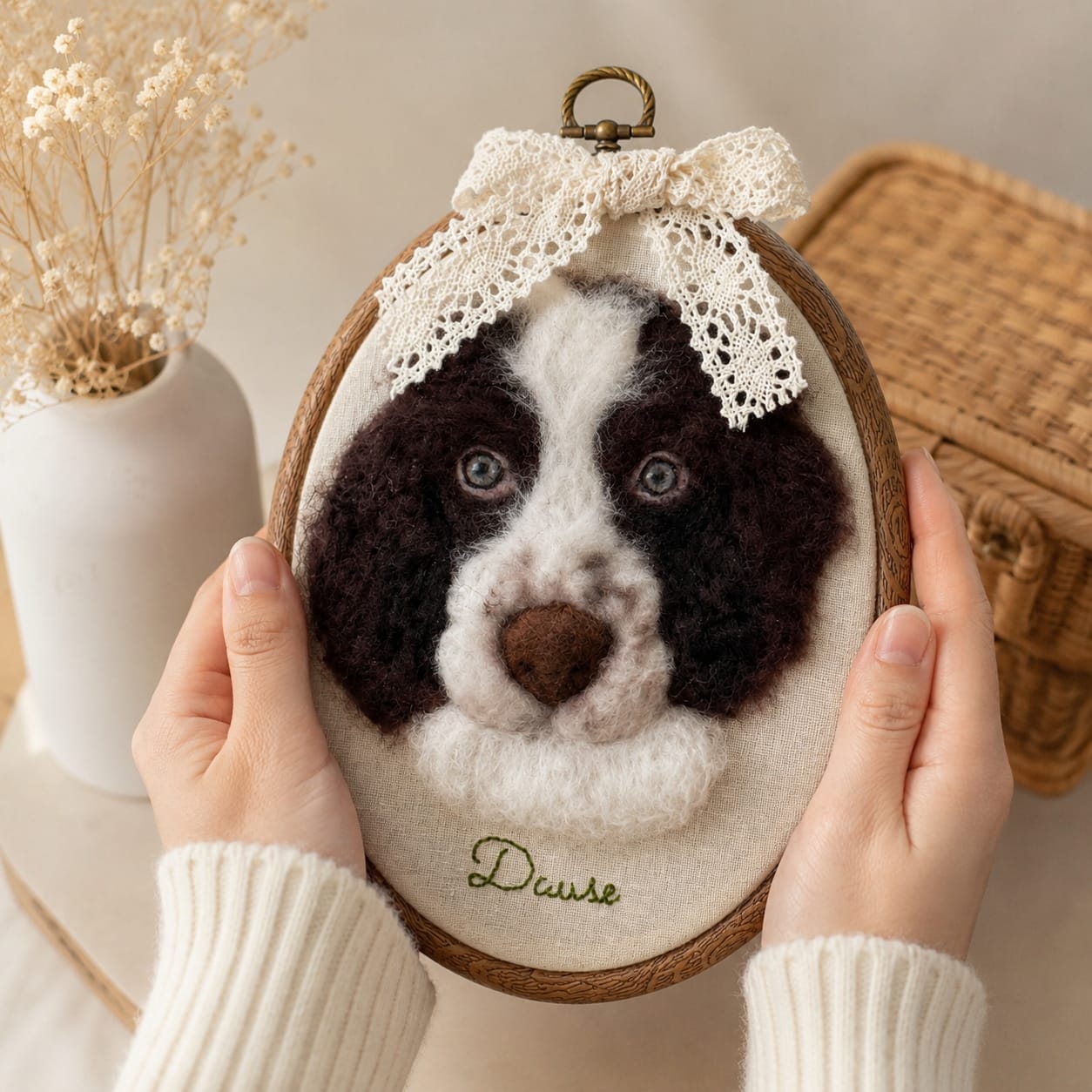Flat Felted Pet Portrait Needle felting pet replica - Flat Personalized Pet Portraits