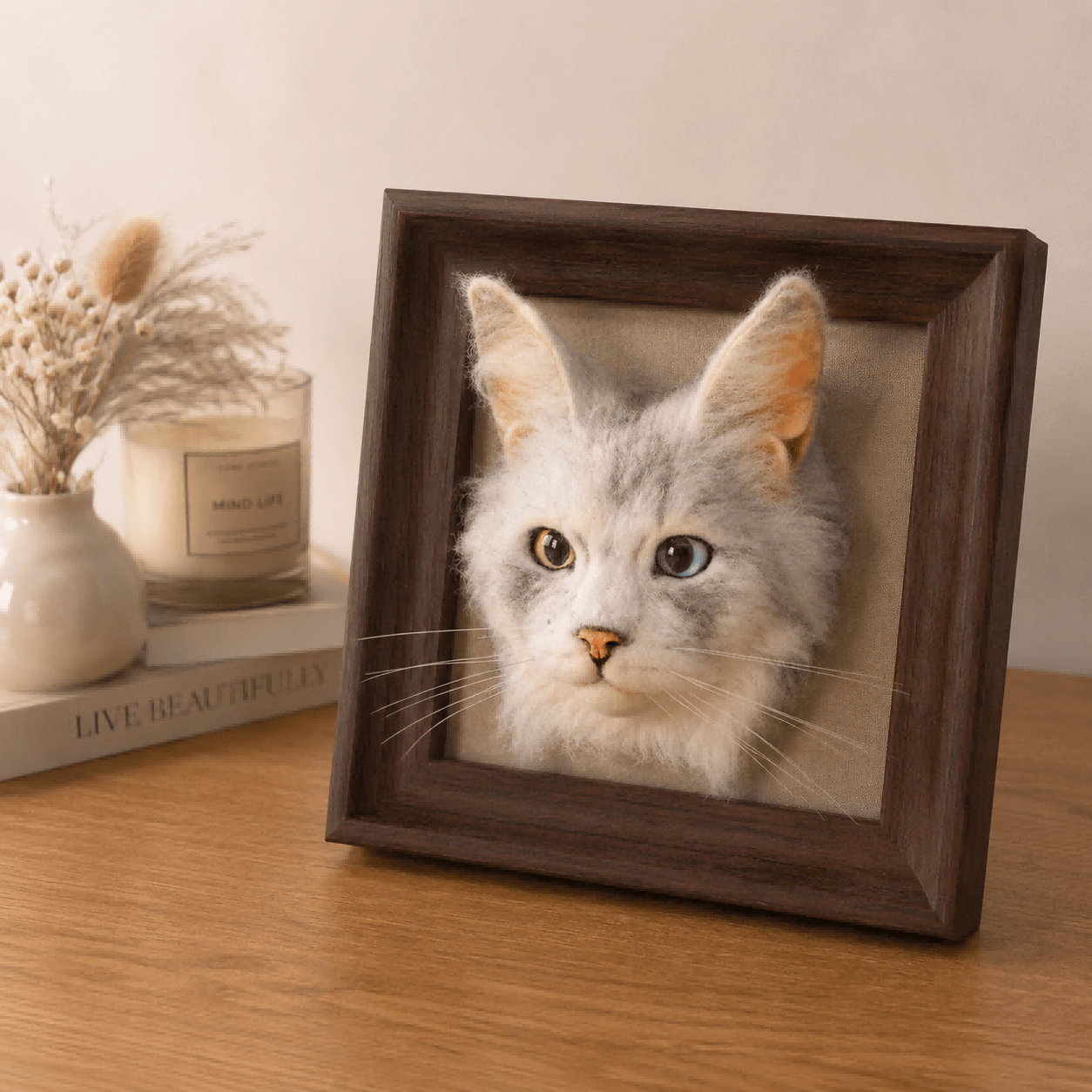 Framed Felted Cat Portrait Framed Felted Cat Portrait | Custom Cat Memorial