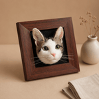 Framed Felted Cat Portrait Needle felting pet replica - Framed Felted Pet Portrait