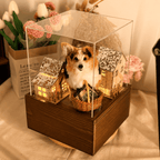 Custom pet memory home display for a wool felt pet replica