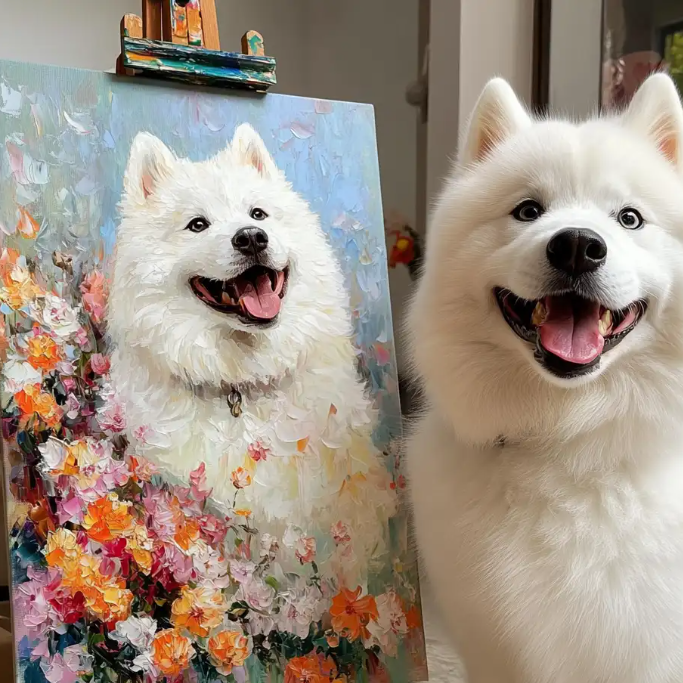 Flat pet painting portrait